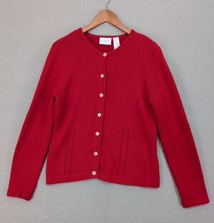 Liz Claiborne LIzsport Sweater Cardigan Size Small Red -0325G129